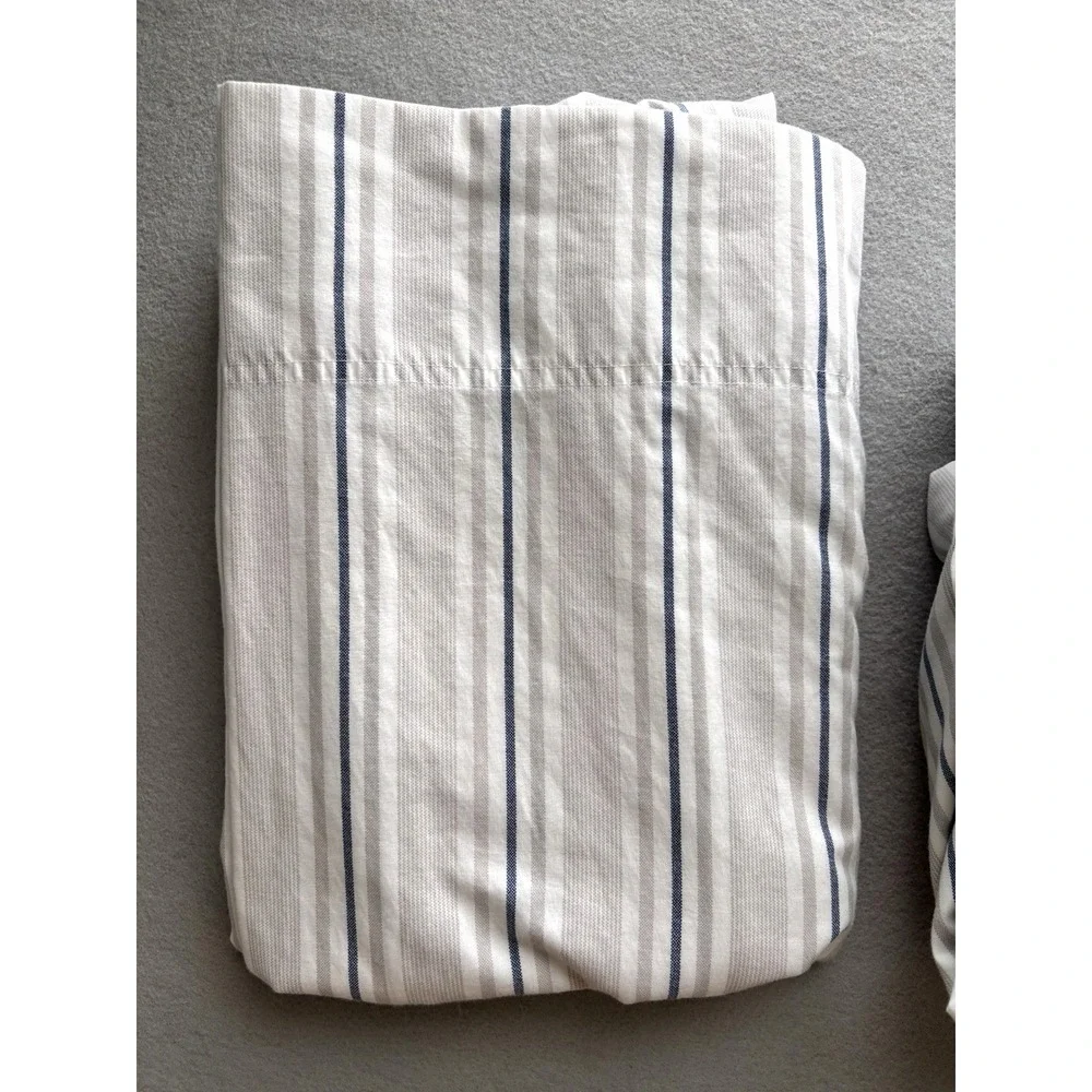 Tommy Hilfiger Blue Taupe Striped Nautical Preppy Full Size Flat & Fitted Sheets